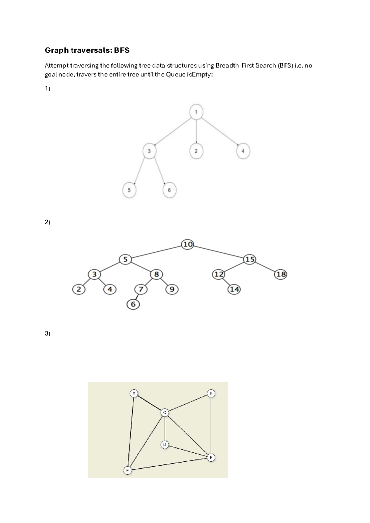 BFS and DFS Practice Questions - CMPG313 - Graph traversals: BFS ...