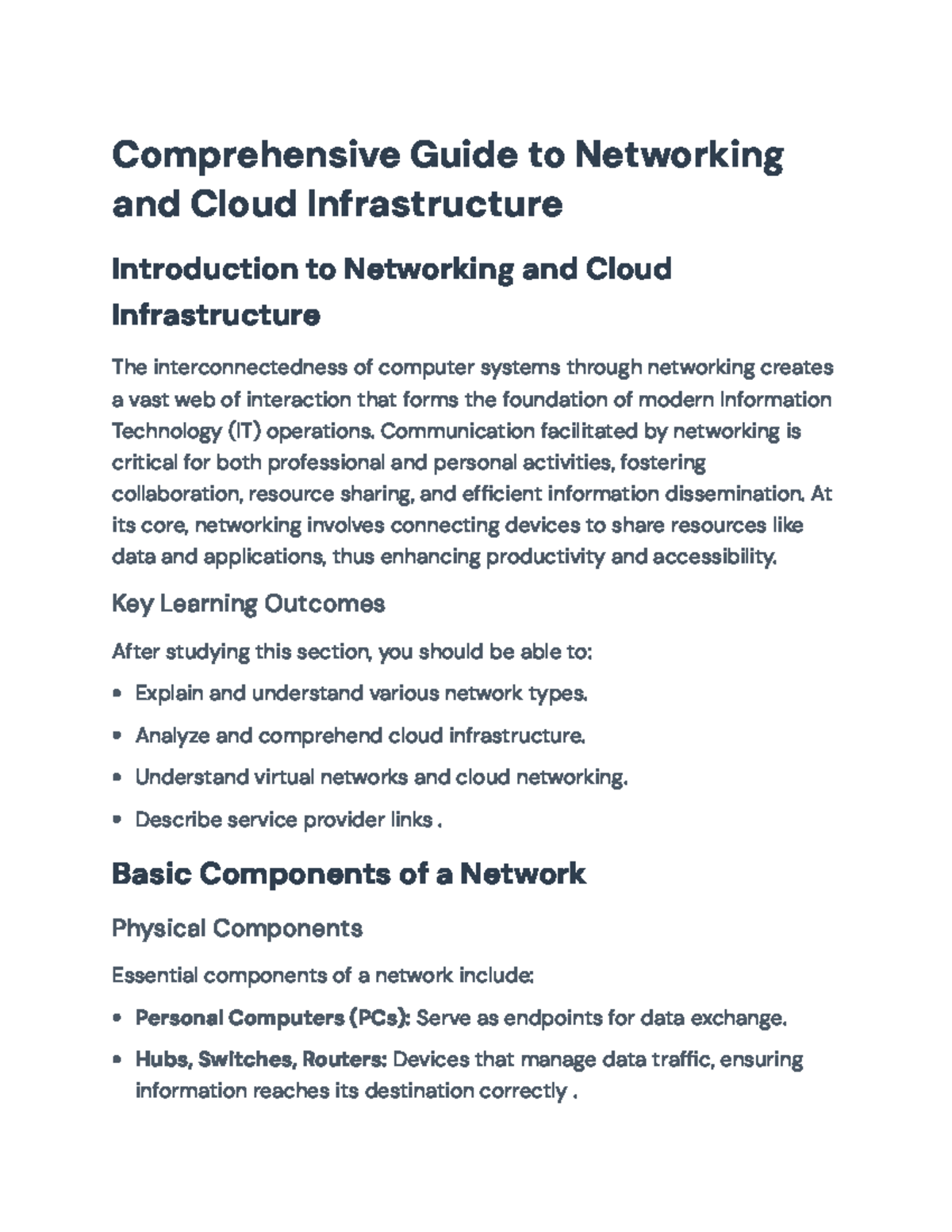 Comprehensive Networking & Cloud Infrastructure Guide (IT 101) - Studocu