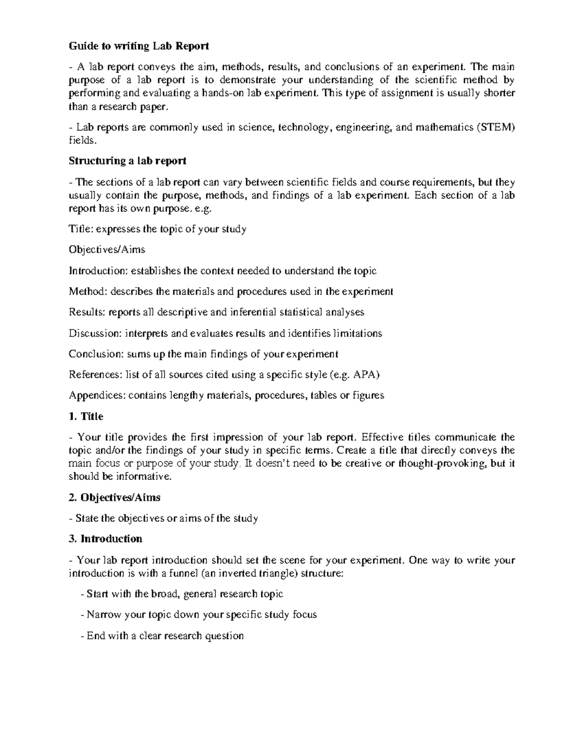 Guide to Writing Practical Report for STEM Courses - Studocu