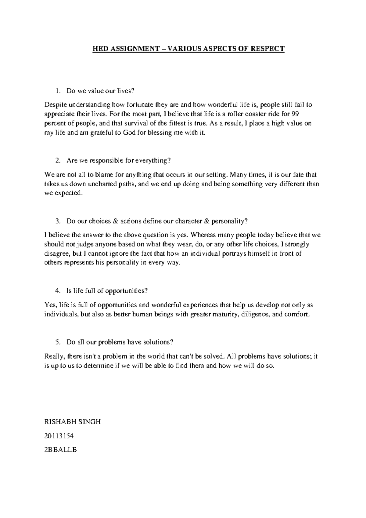 2011 3154 Rishabh HED - basic info - HED ASSIGNMENT – VARIOUS ASPECTS ...