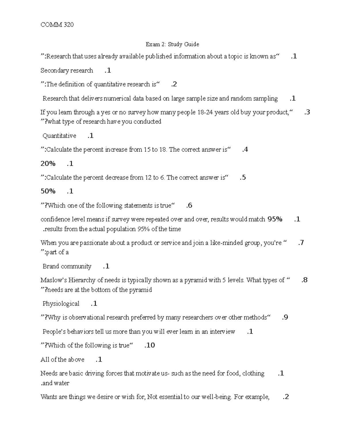 Comm320 - Exam 2 Study Guide: Key Concepts and Definitions - Studocu