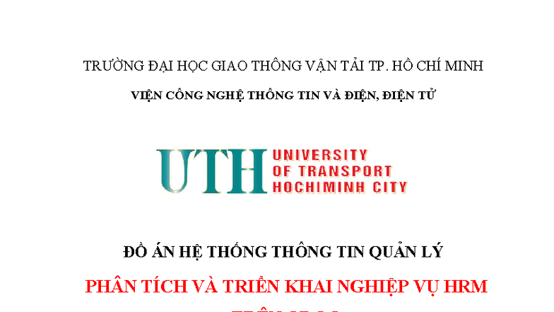 Đồ án Hệ Thống Thông Tin Quản Lý HRM Trên Odoo - UTH 2025 - Document Preview
