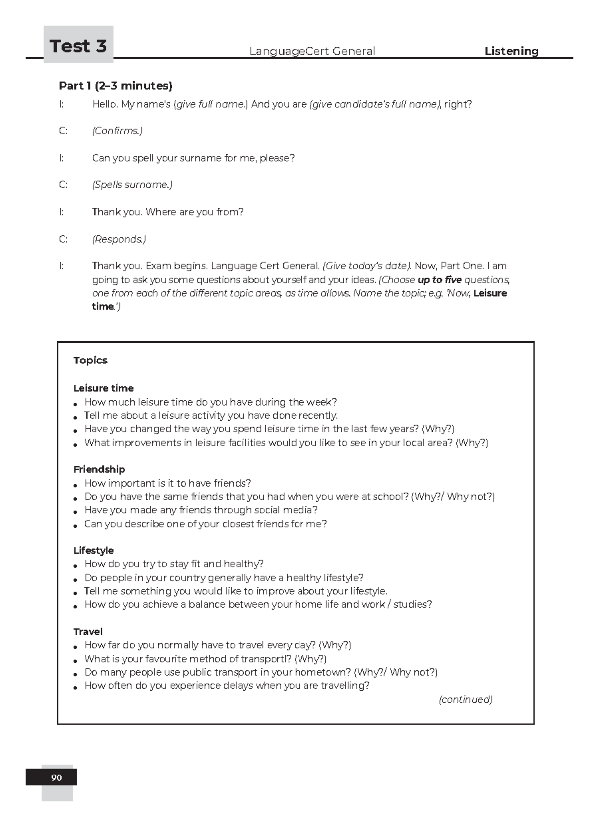 Language Cert General - Speaking Test 3 Overview and Practice Questions ...