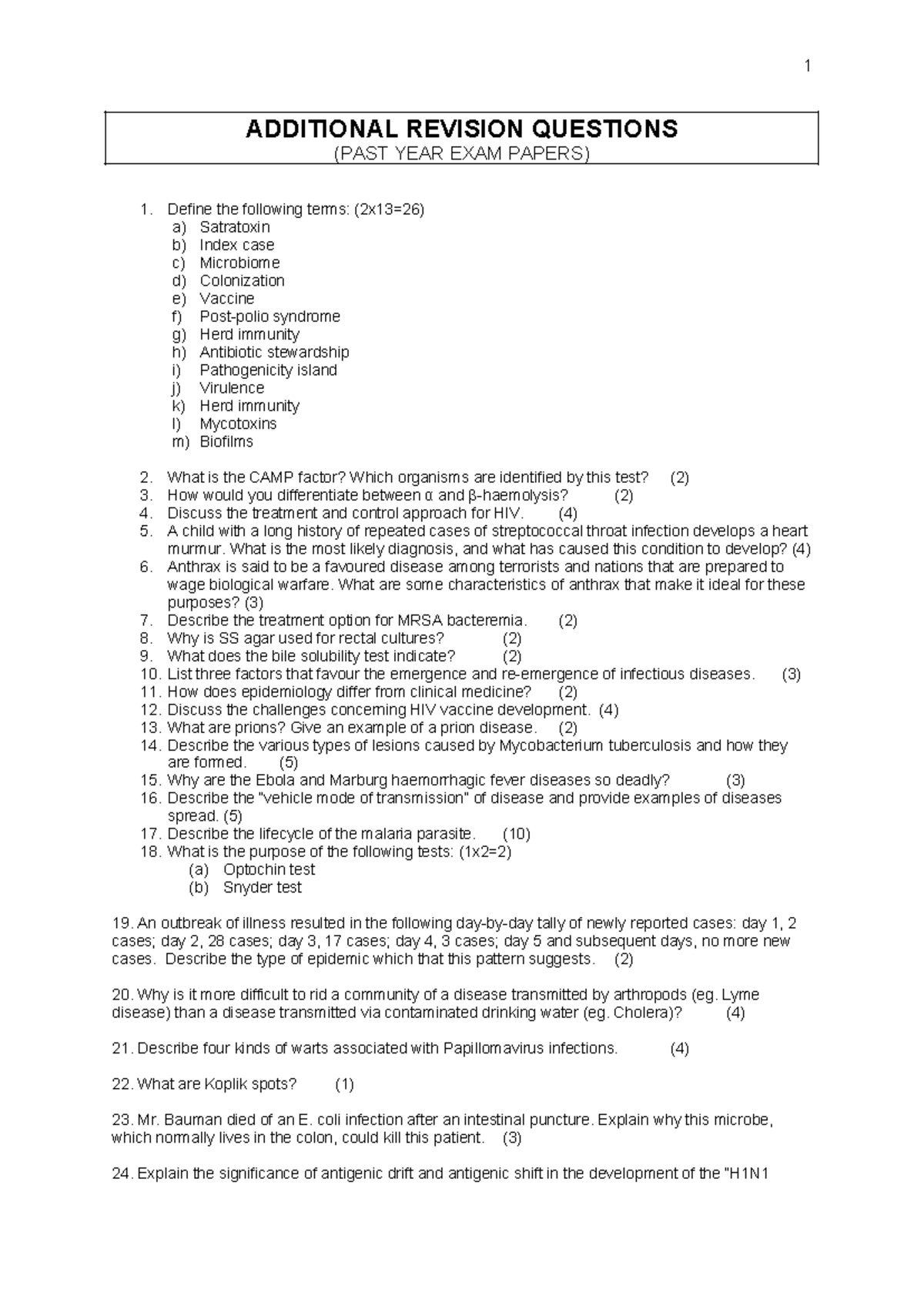 Additional Revision Questions for Exam Prep (BIO 101) - Studocu