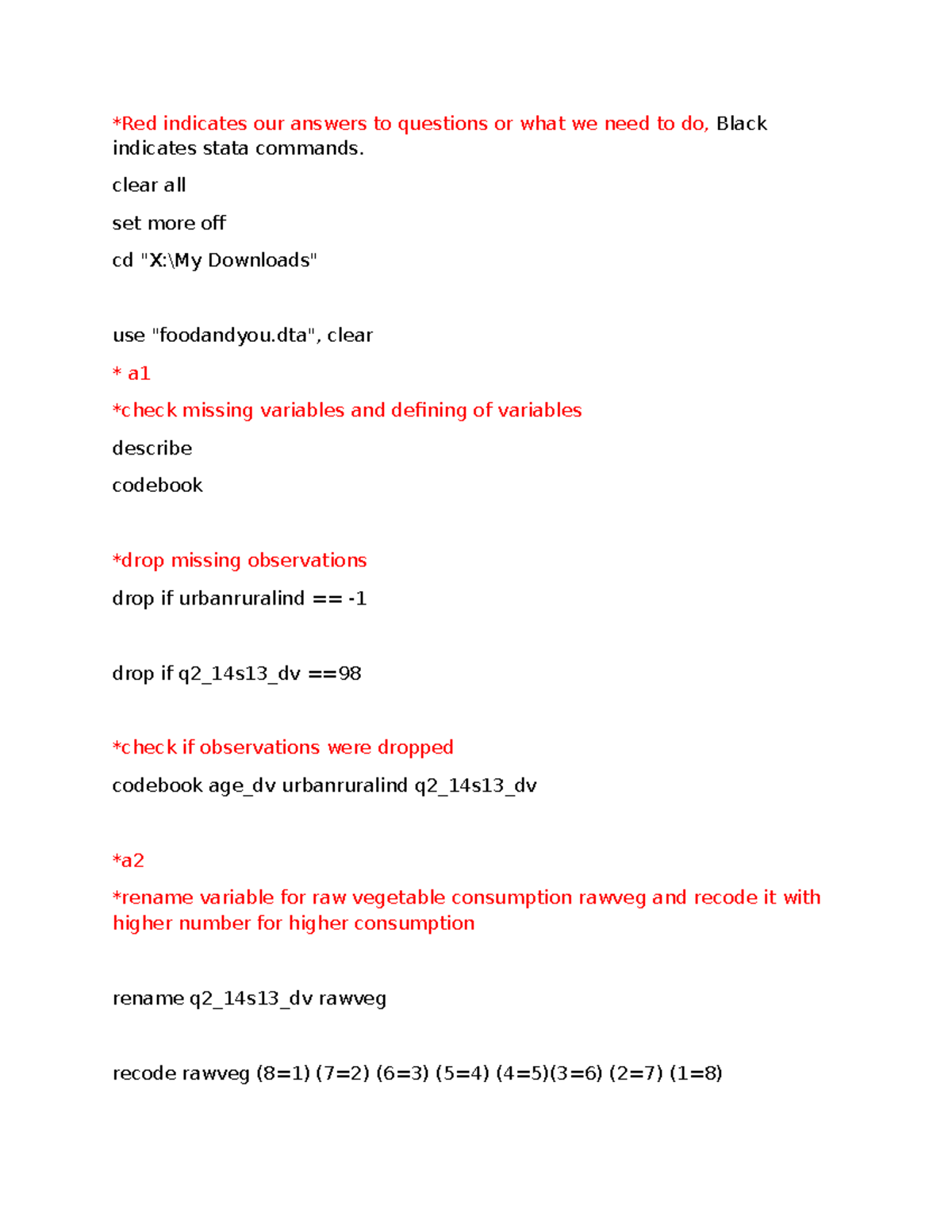Econ HW 2 g198 - Stata Commands for Analyzing Vegetable Consumption ...