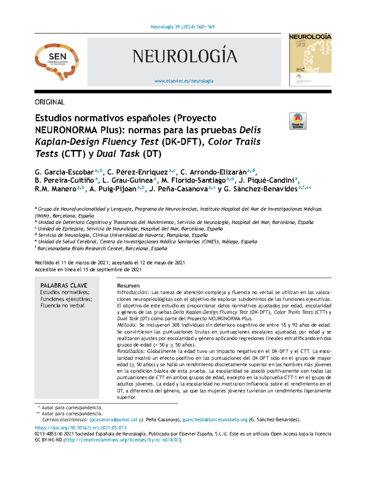 Estudios Normativos del Delis Fluency Test y Color Trails Test (CTT) en ...