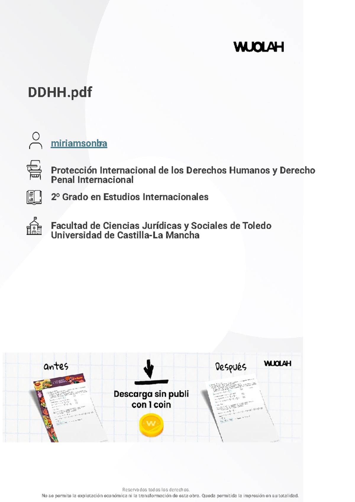 Apuntes sobre DDHH y Derecho Penal Internacional - 2º Grado - Studocu