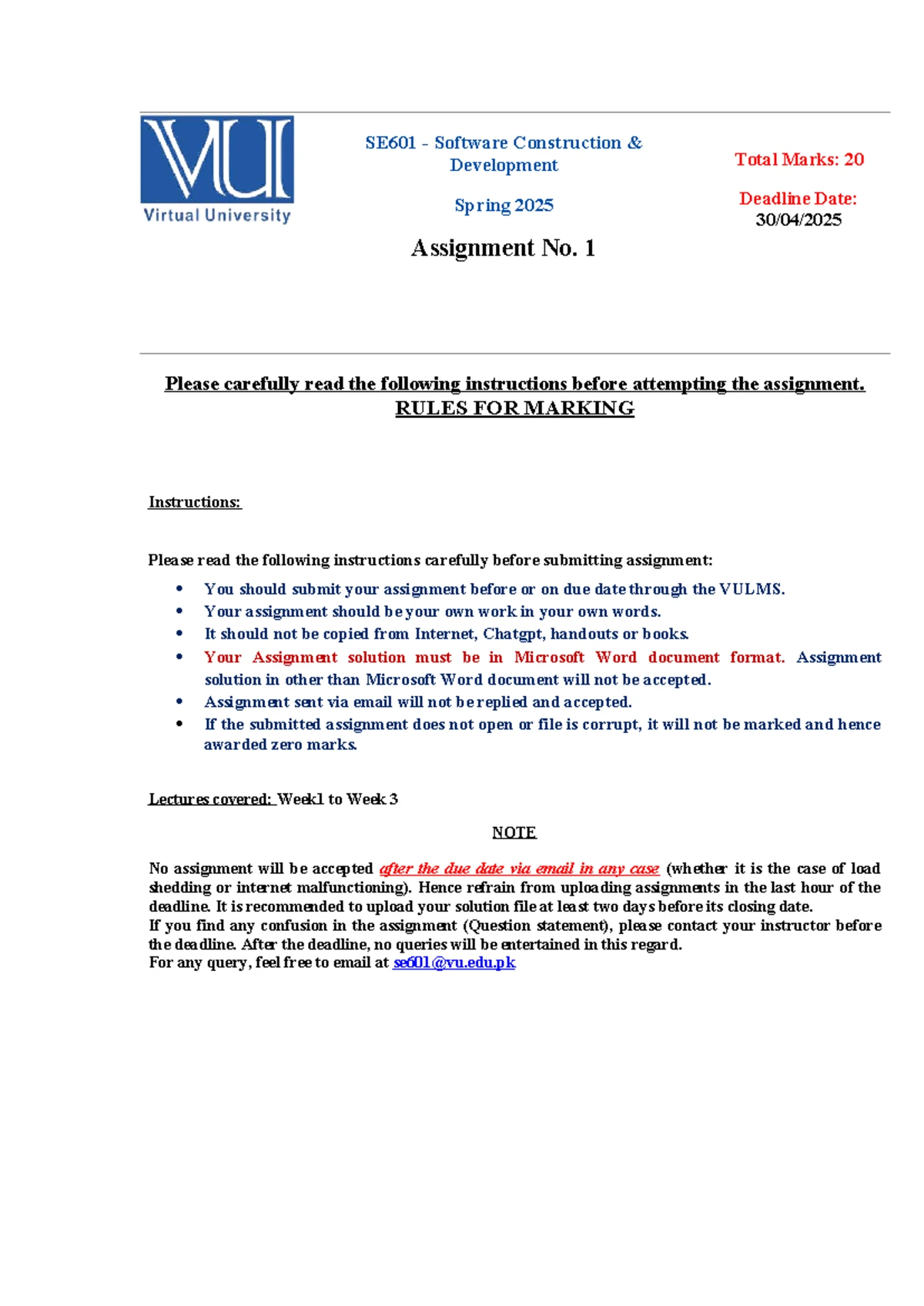 SE601 Software Construction Assignment 2 Guidelines - Spring 2025 - Studocu