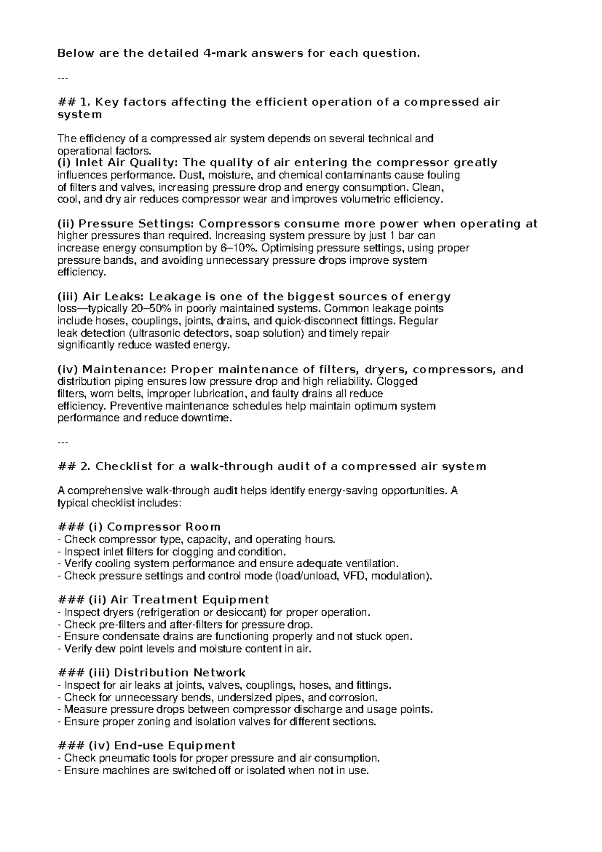 Compressed Air System Efficiency Audit and RAC Performance Factors ...