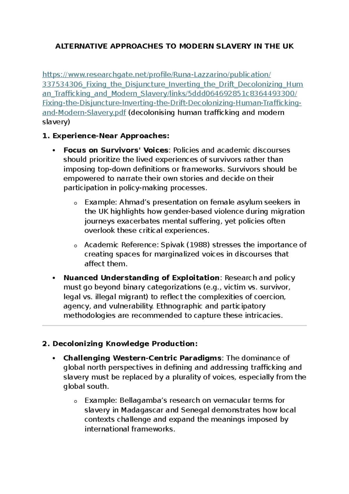 Alternative Approaches to Modern Slavery: Decolonizing Justice ...