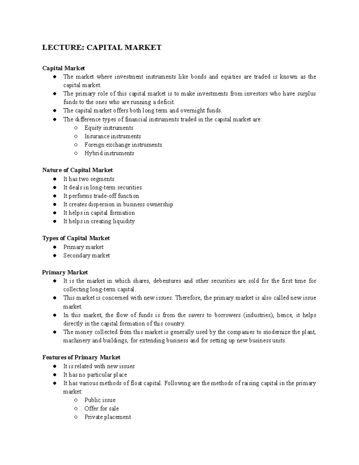 Capital-Market - capital market - LECTURE: CAPITAL MARKET Capital ...