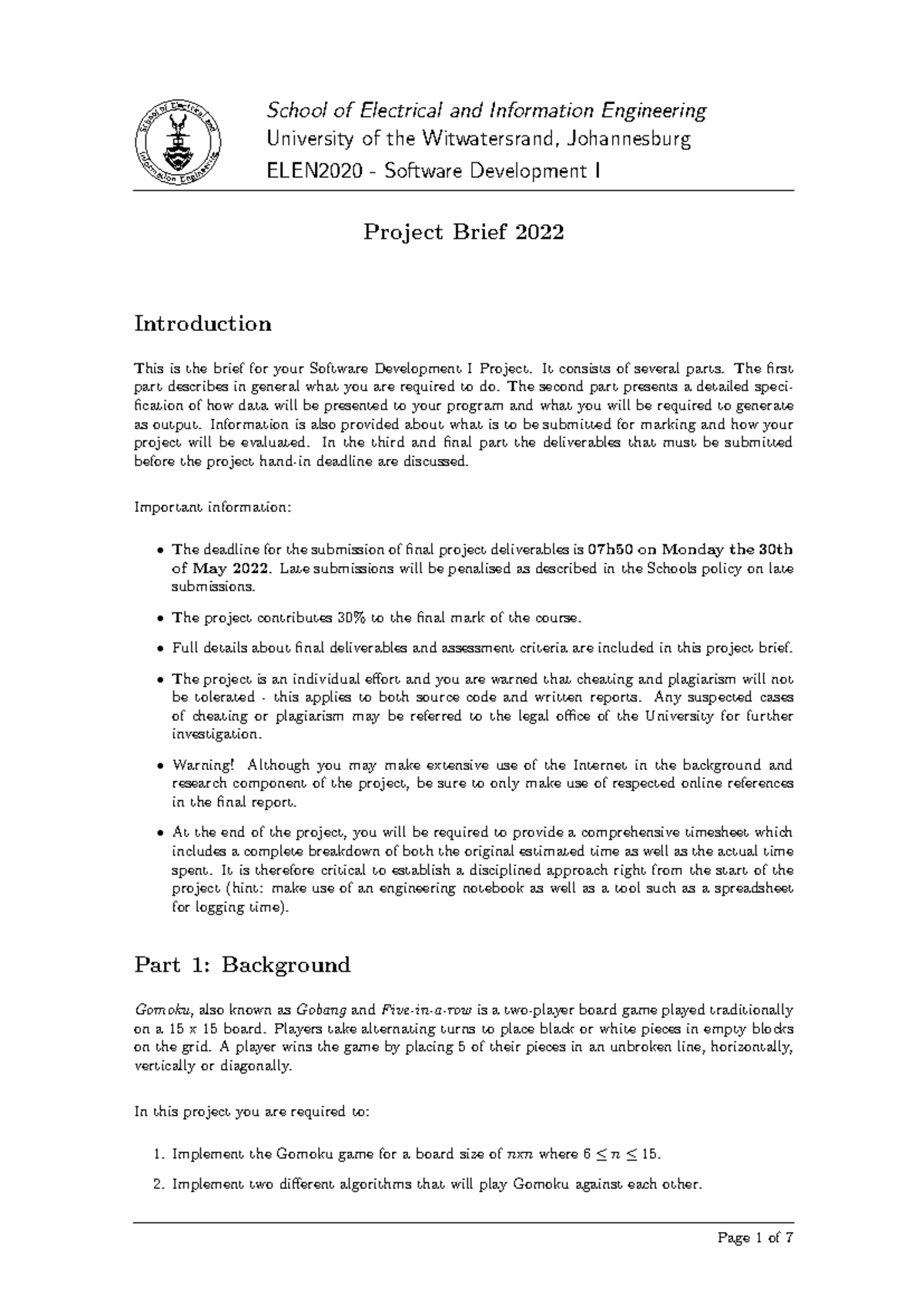 ELEN2020A-project-brief-2022 Updated - Sch ool ofElectrical and In for ...