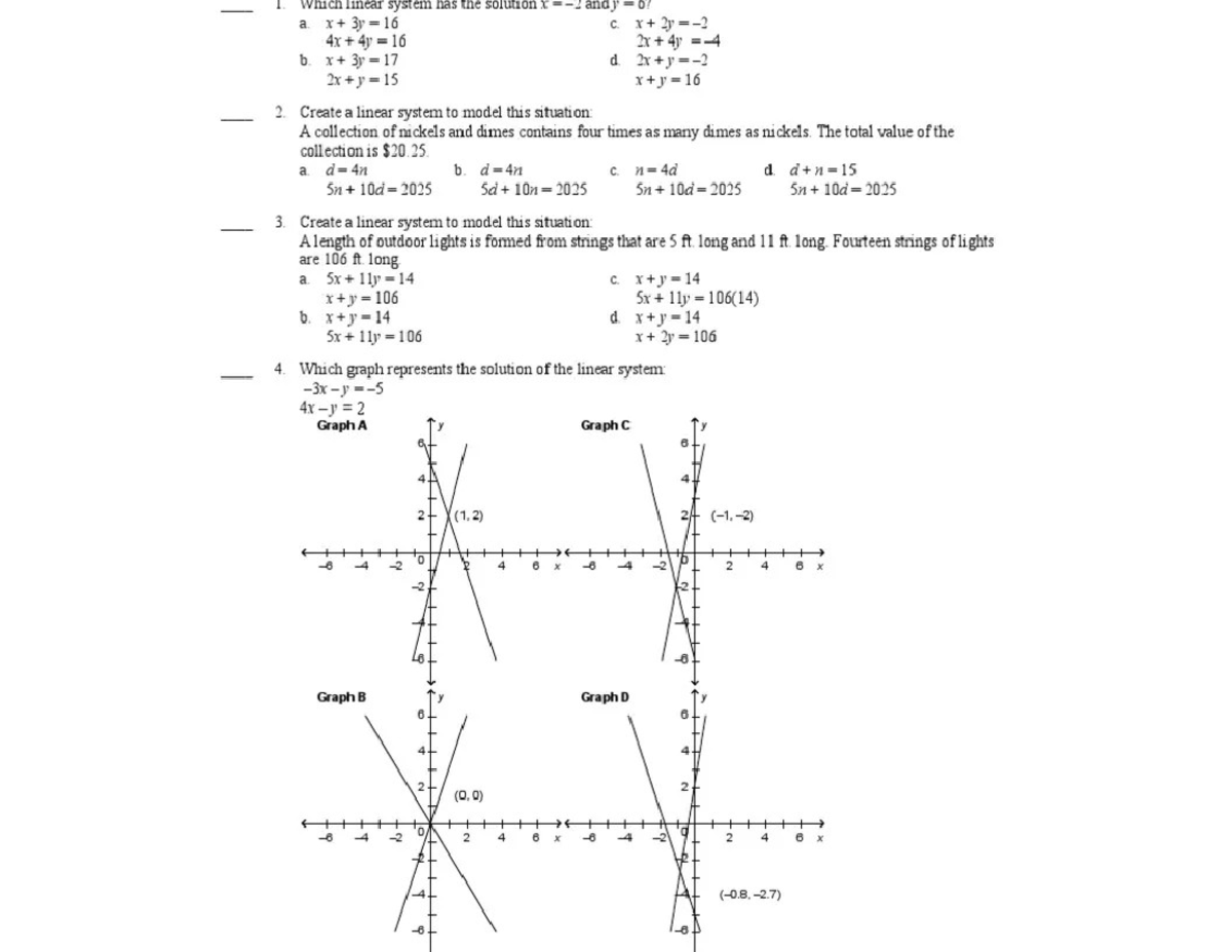 11 - Linear Equations: Systems and Solutions Analysis - Studocu