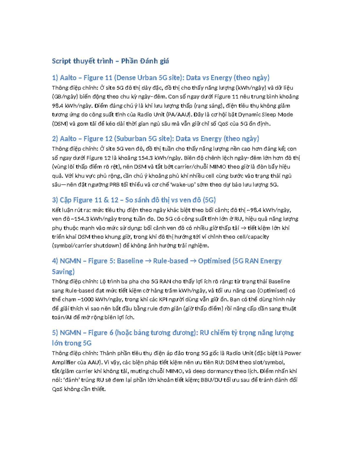 5G Speaker Scripts: Energy vs Data Analysis in Urban & Suburban Sites ...