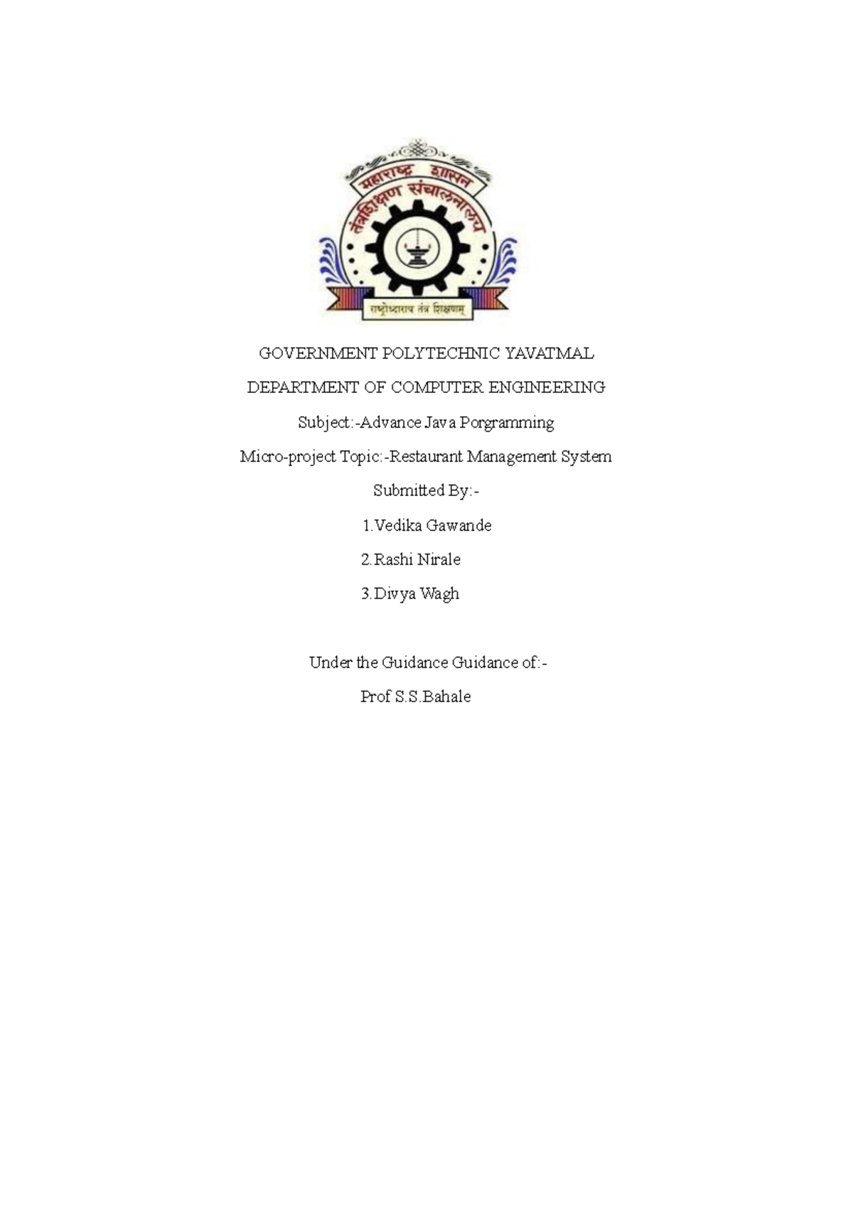 Advance Java Programming micro project: Restaurant management system ...