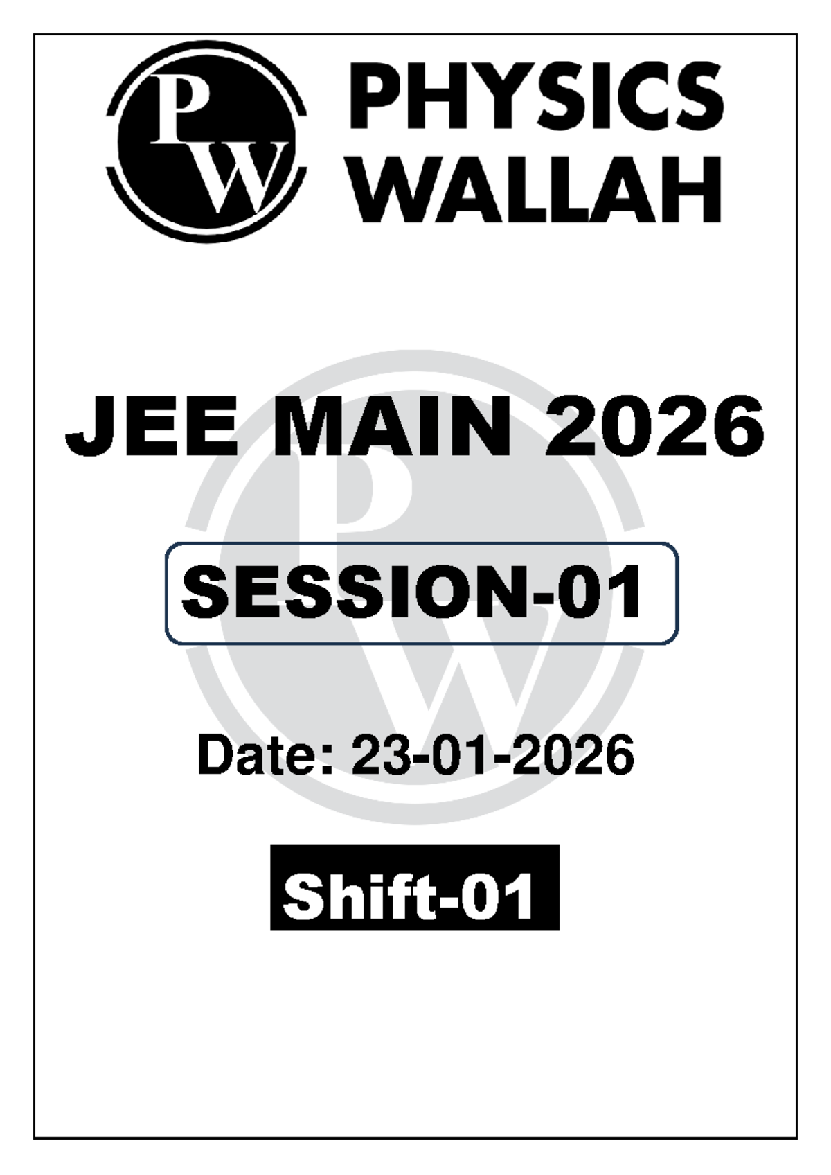 JEE MAIN 2026 Physics Single Correct Type Questions Review - Studocu