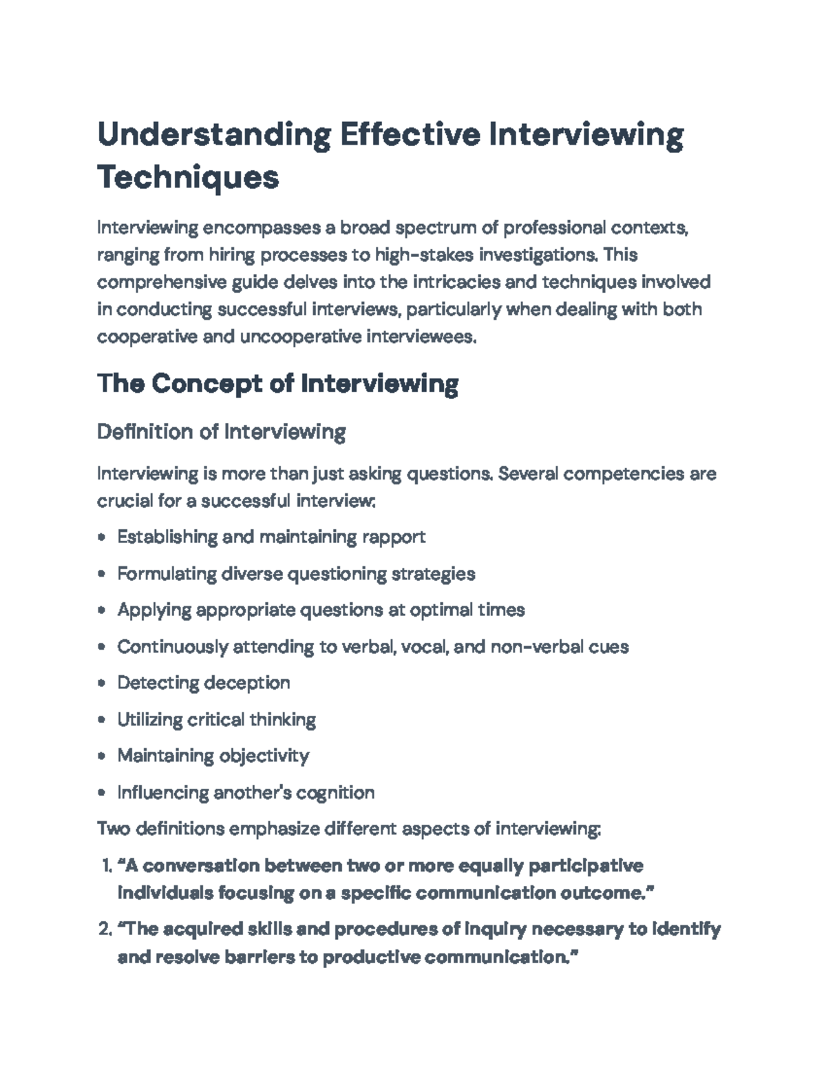 Understanding Effective Interviewing Techniques: A Guide for ...