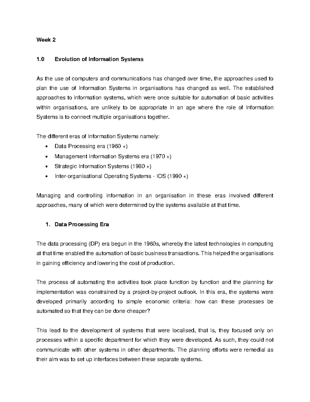 Week 1-2 MIS Lecture Notes: Understanding Information Systems Concepts ...
