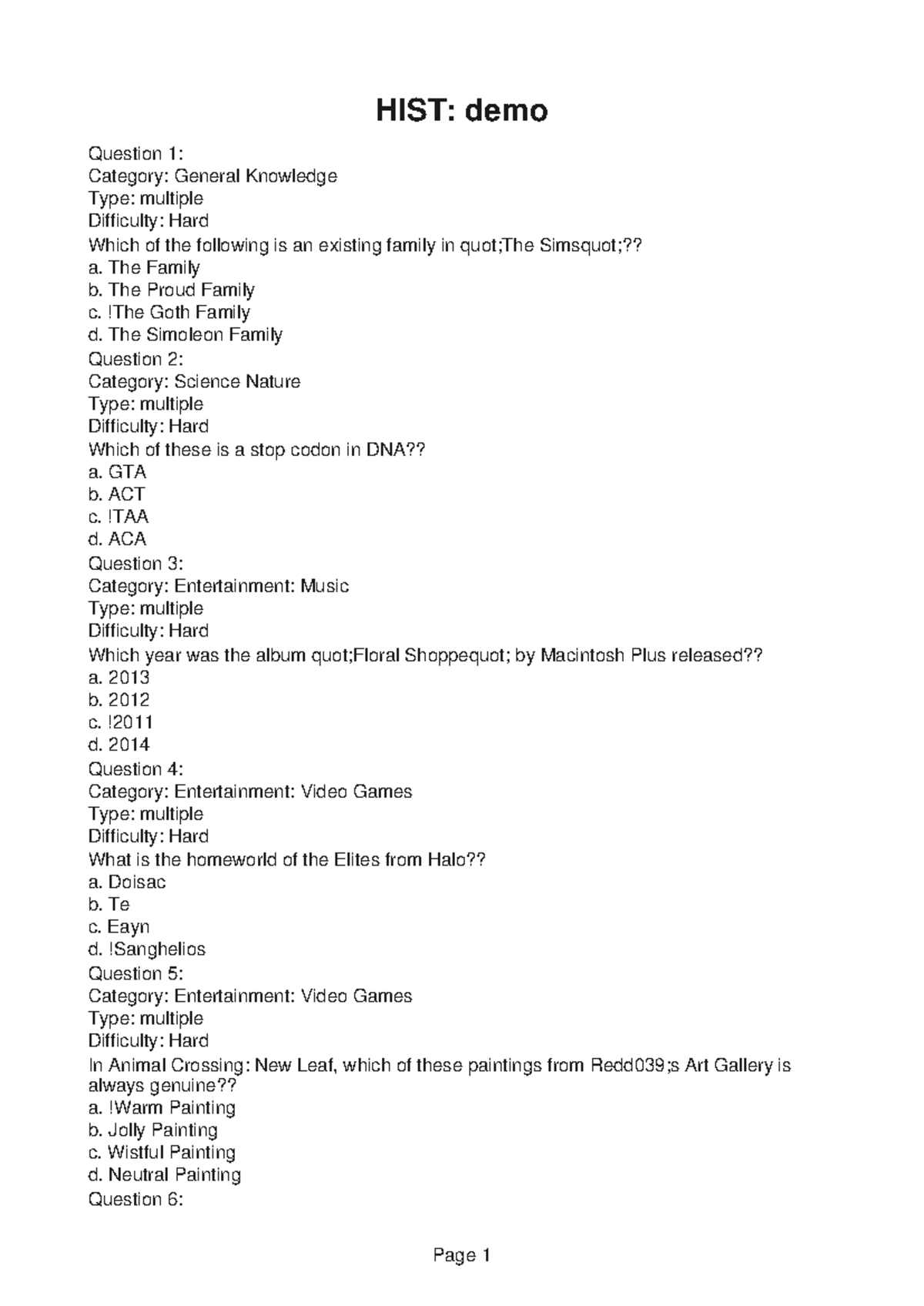 HIST100 Lecture Notes 1 - HIST: demo Question 1: Category: General ...