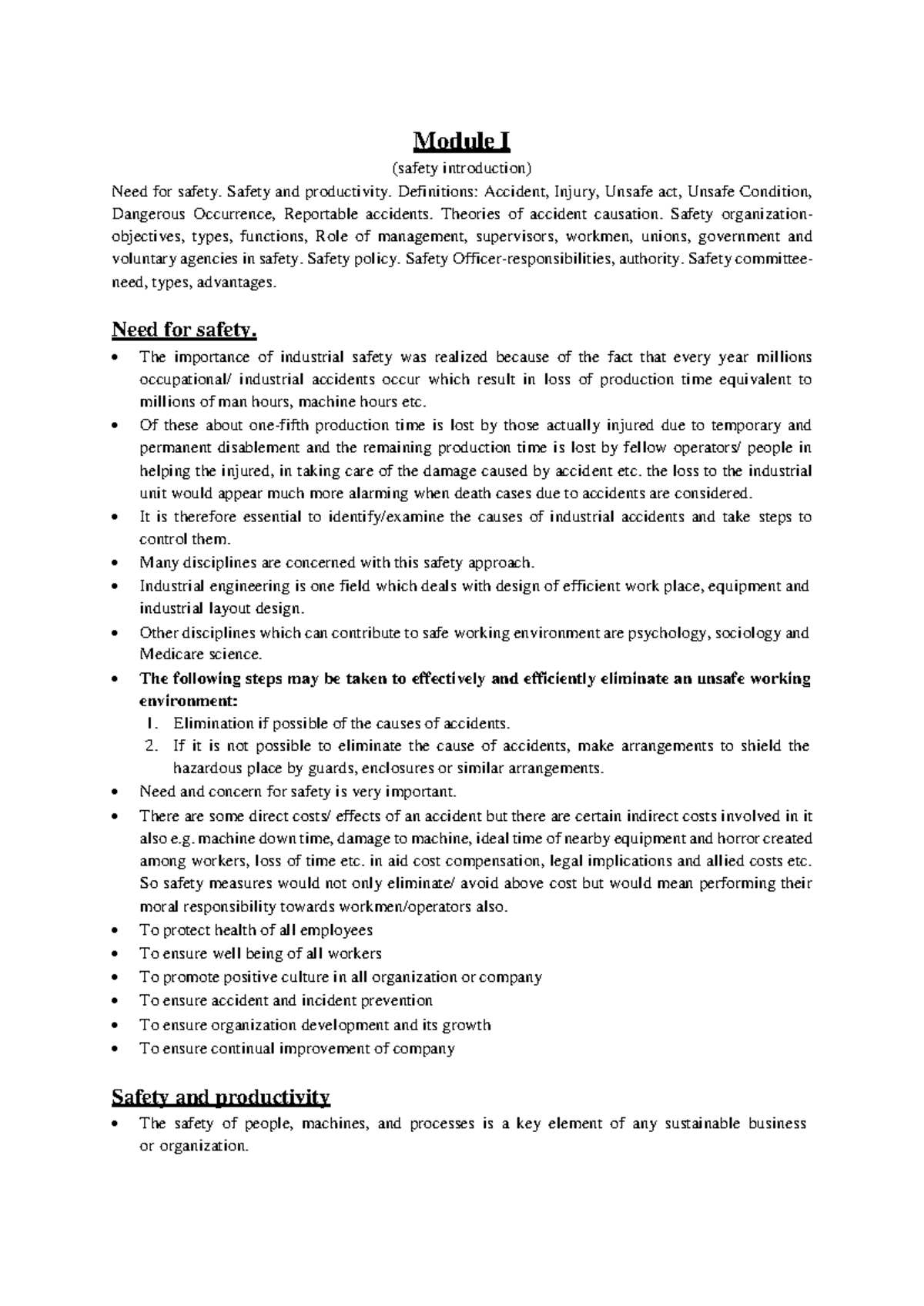Module 1: Safety Fundamentals & Practices (Safety Management 101) - Studocu