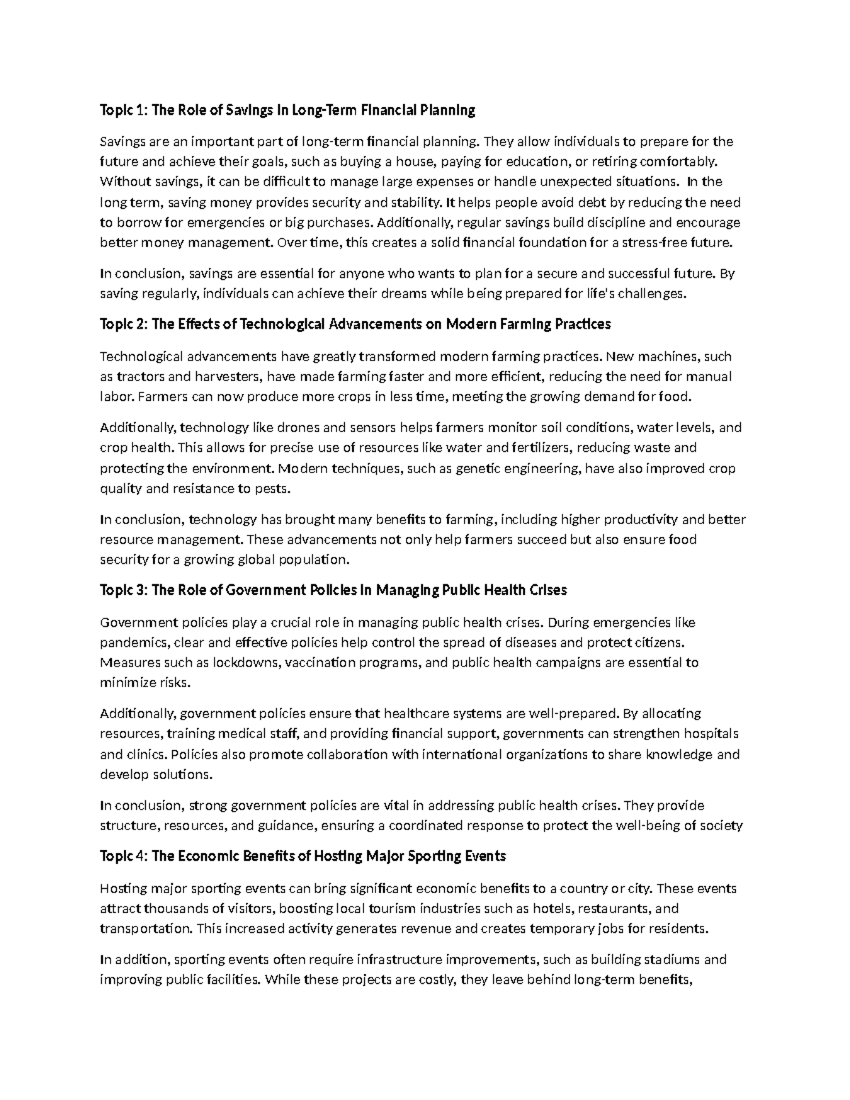 Overview of Key Topics in Long-Term Financial Planning (Topic 1) - Studocu