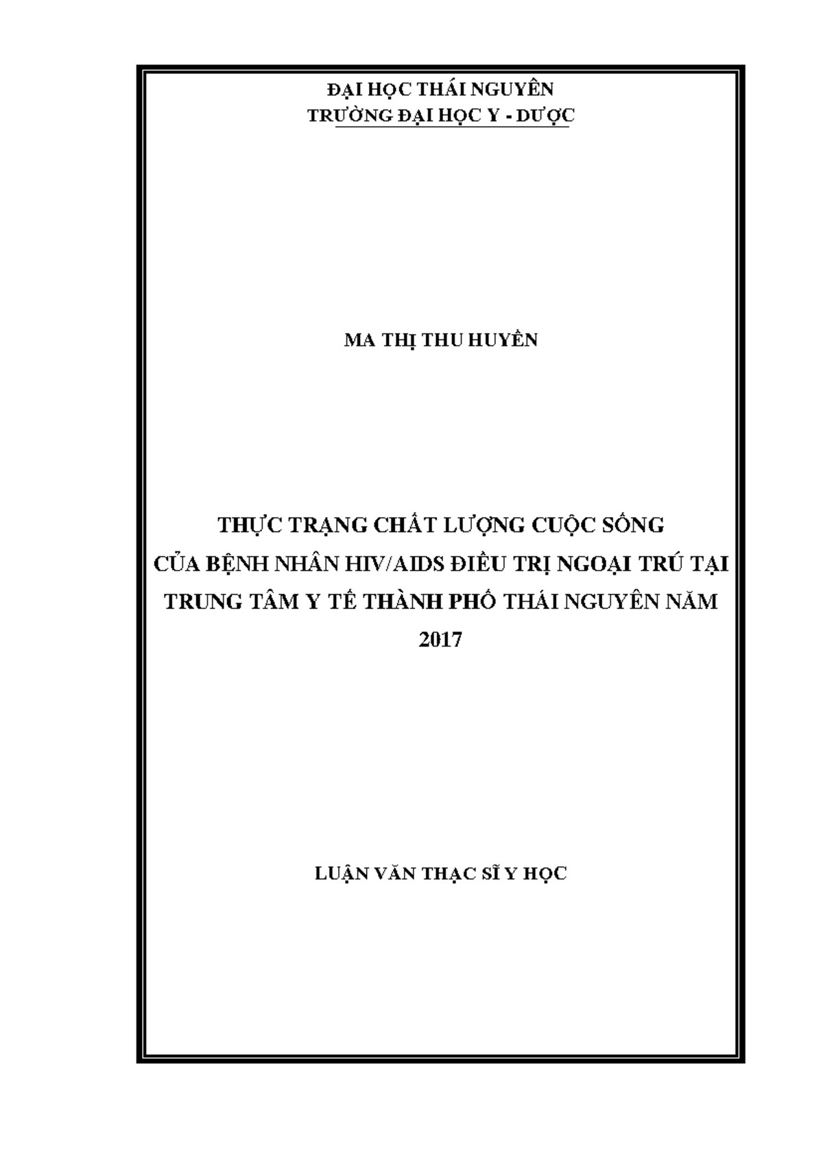 Luận văn ThS Y học: Chất lượng cuộc sống bệnh nhân HIV tại Thái Nguyên ...