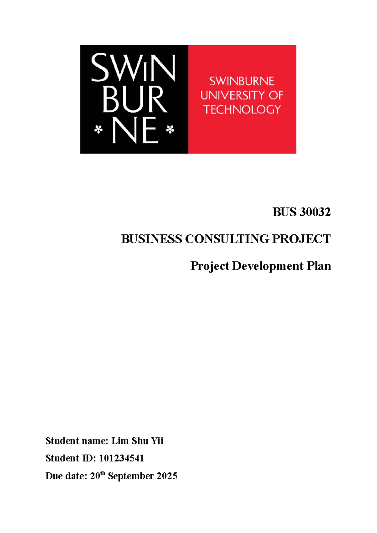BUS 30032 Business Consulting Project: Development Plan 2025 - Studocu