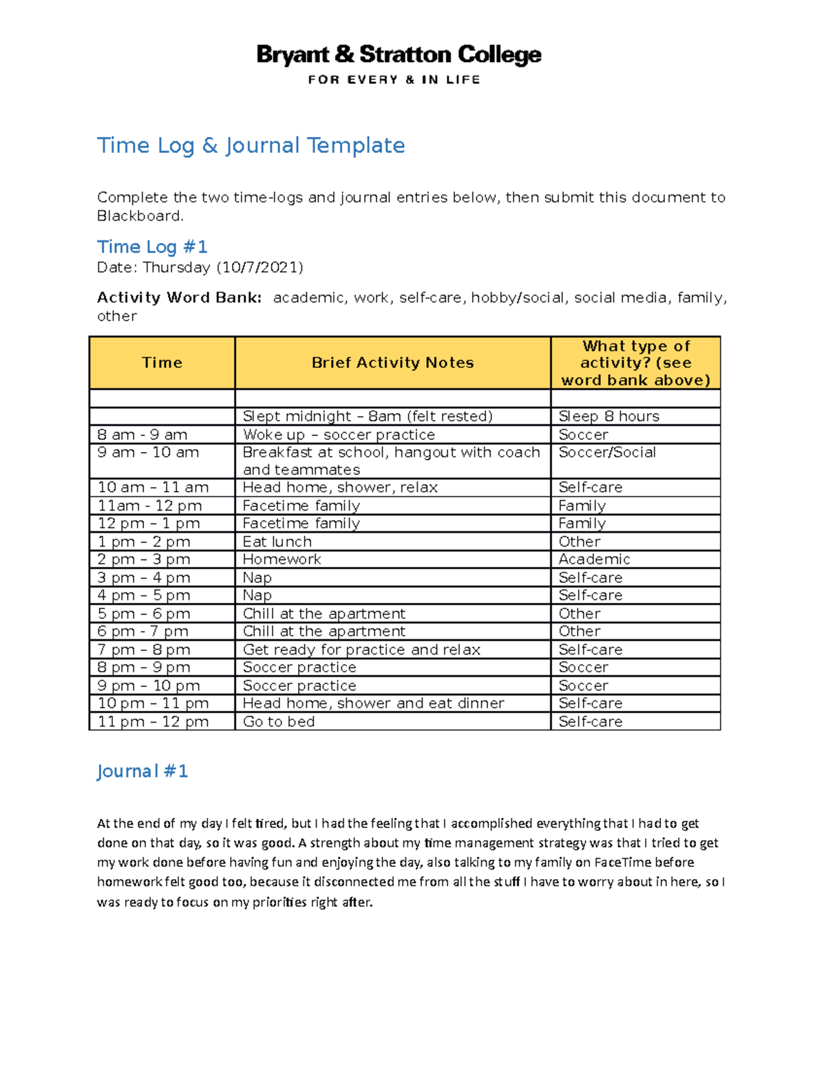 COMM104 M3 Time Log & Journal Entries - Studocu