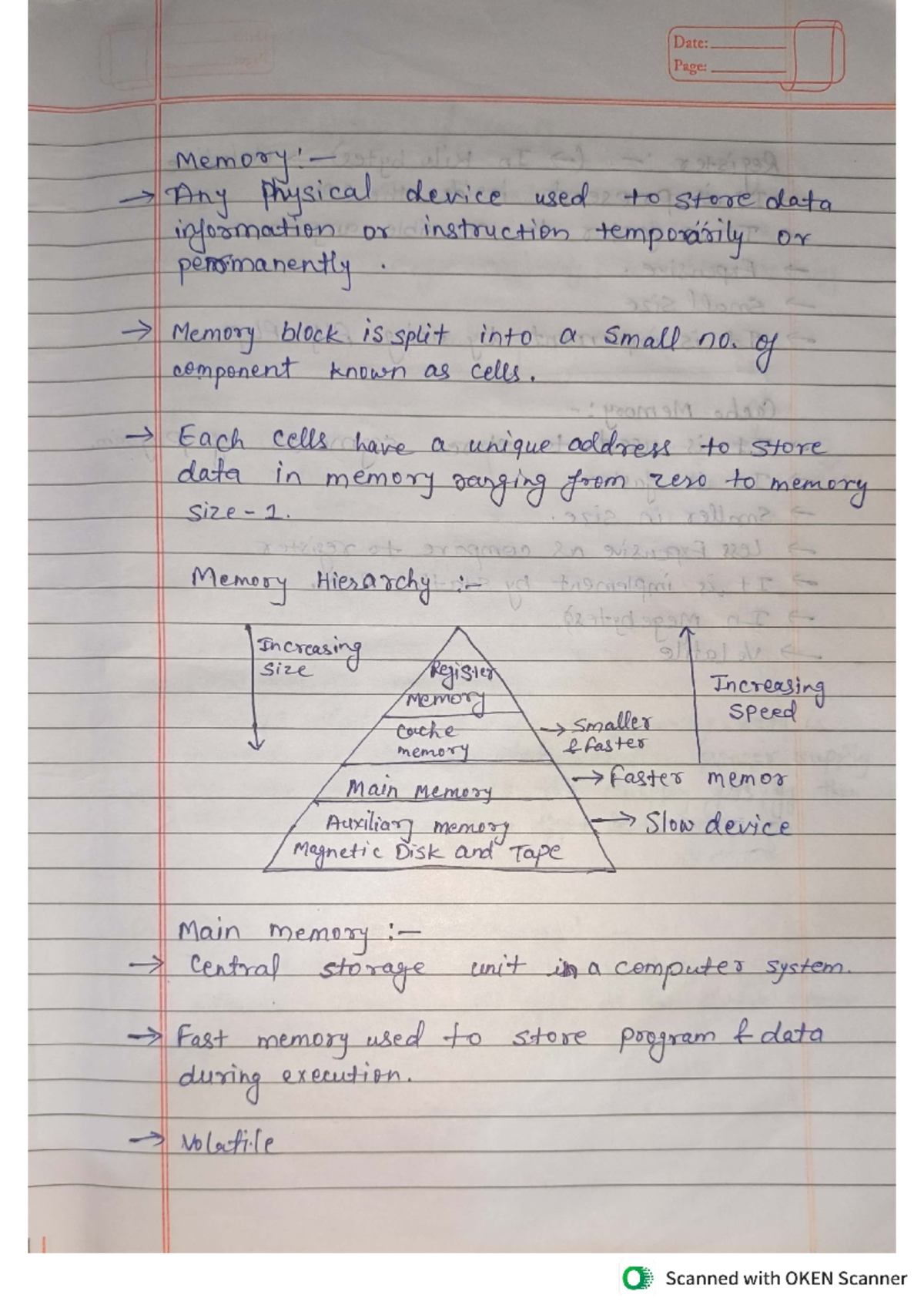COA Unit 4: Comprehensive Notes on Memory Hierarchy and Types - Studocu