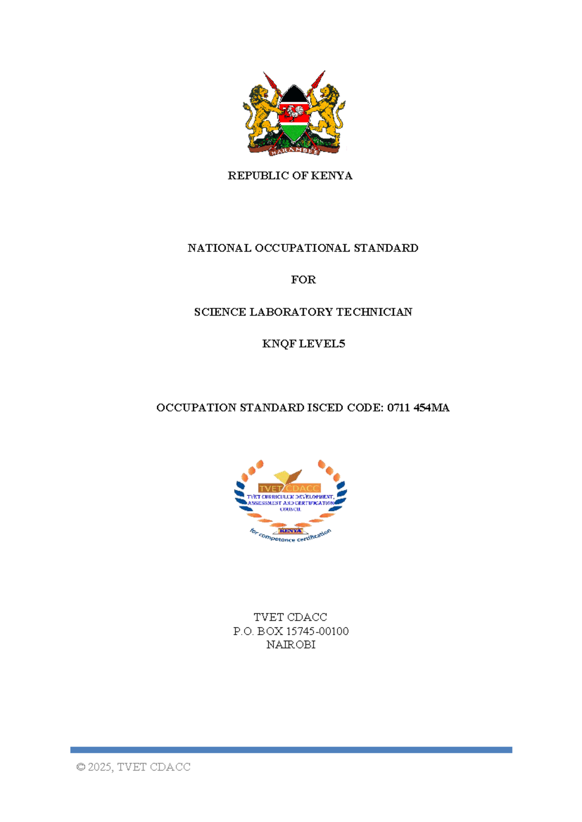 Occupational Standards for Science Laboratory Technician KNQF Level 5 ...