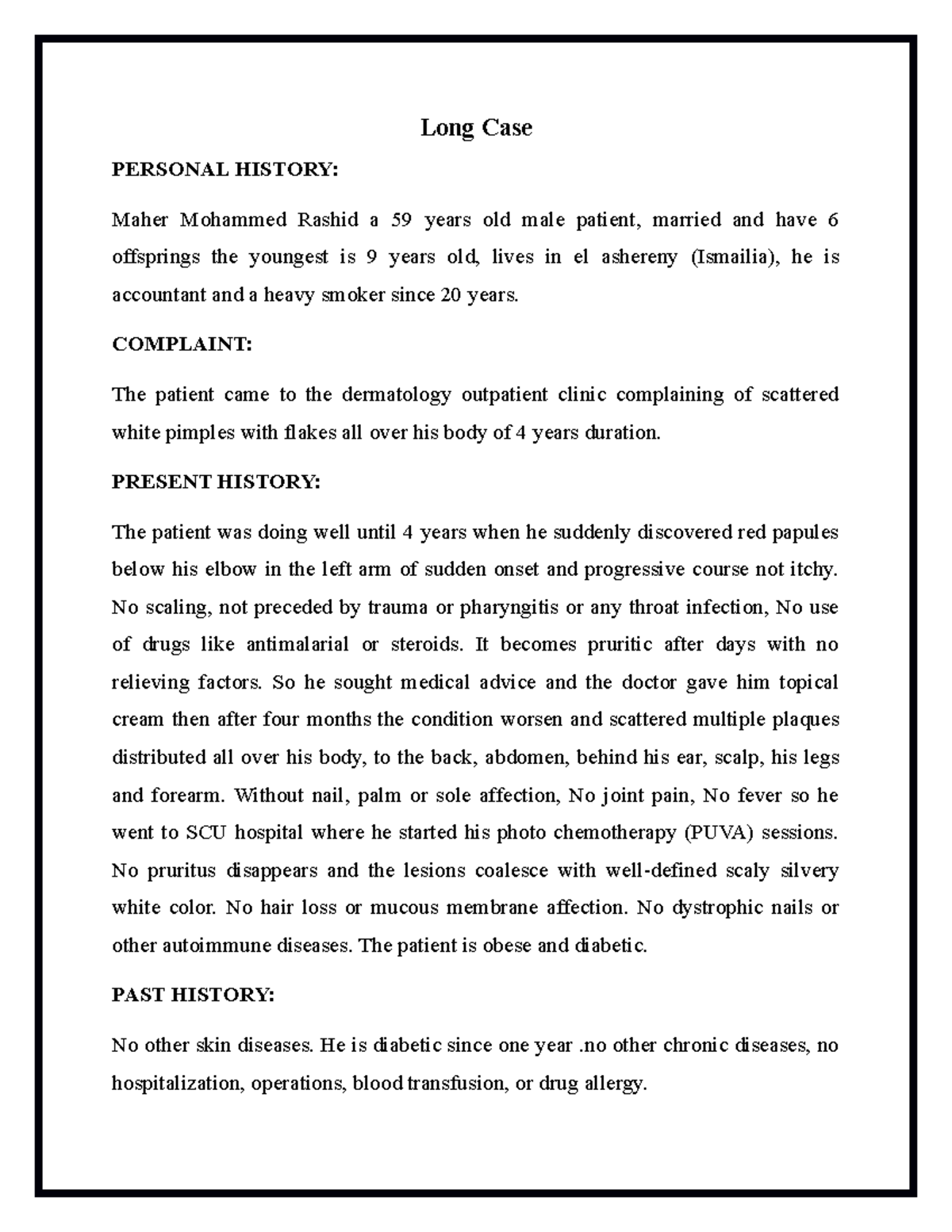 Psoriasis Case Study: Clinical Evaluation and Treatment Options - Studocu