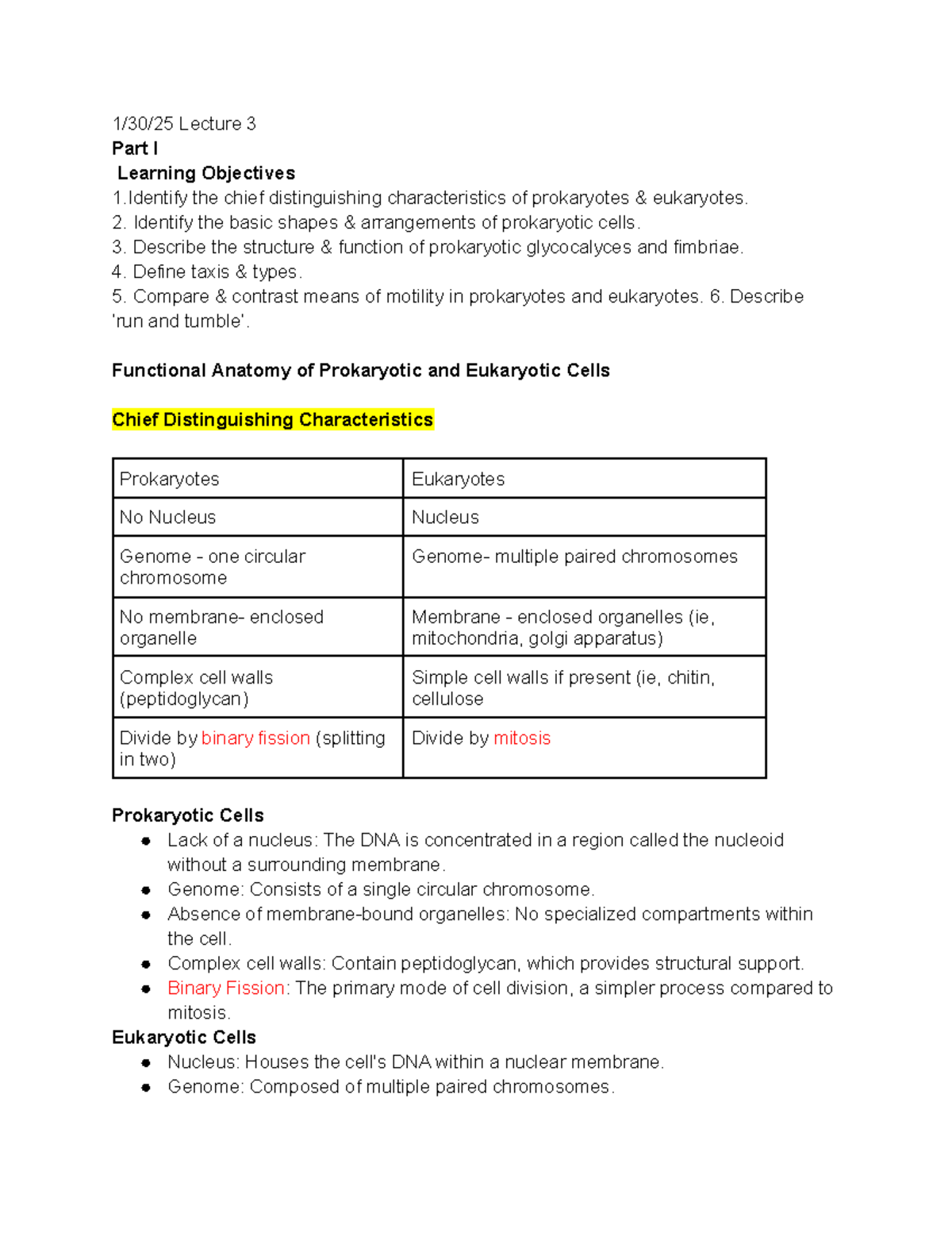Micro Lecture 3: Prokaryotic & Eukaryotic Cell Structure Comparison ...