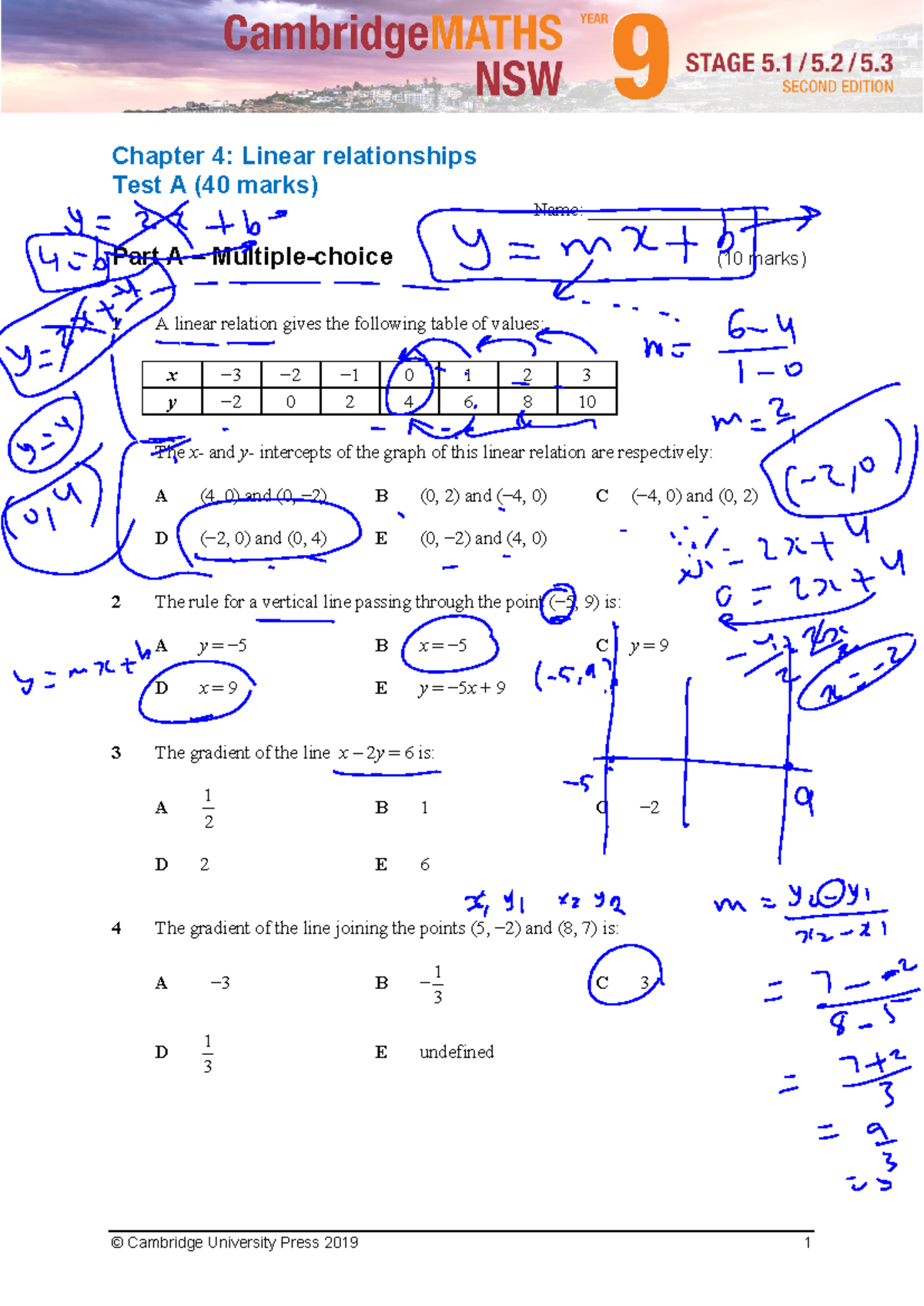 Chapter Test 03D - Practice Test on Linear Relationships and Graphs ...