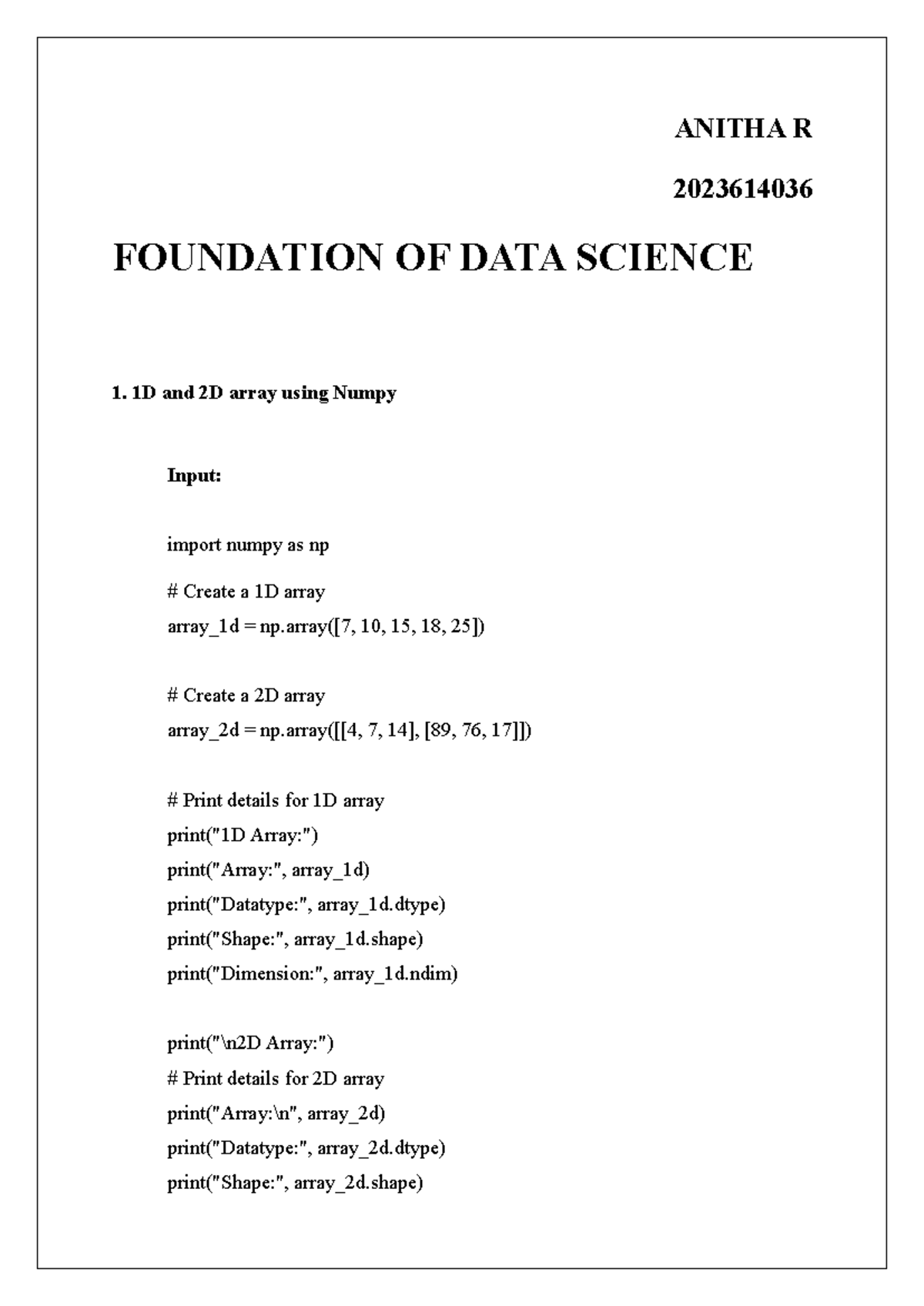 FOUNDATION OF DATA SCIENCE (COURSE CODE: 2023614036) Notes - Studocu