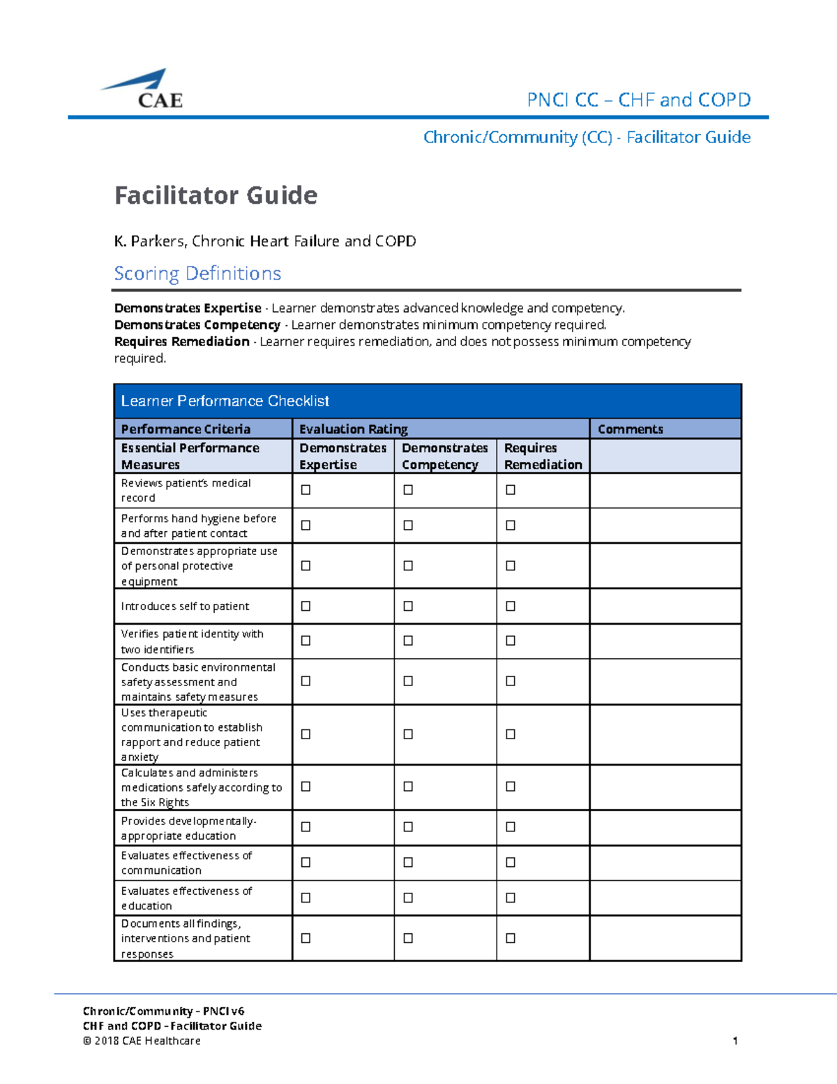 PNCI CC CHF and COPD (CC) Facilitator Guide - Learner Performance ...
