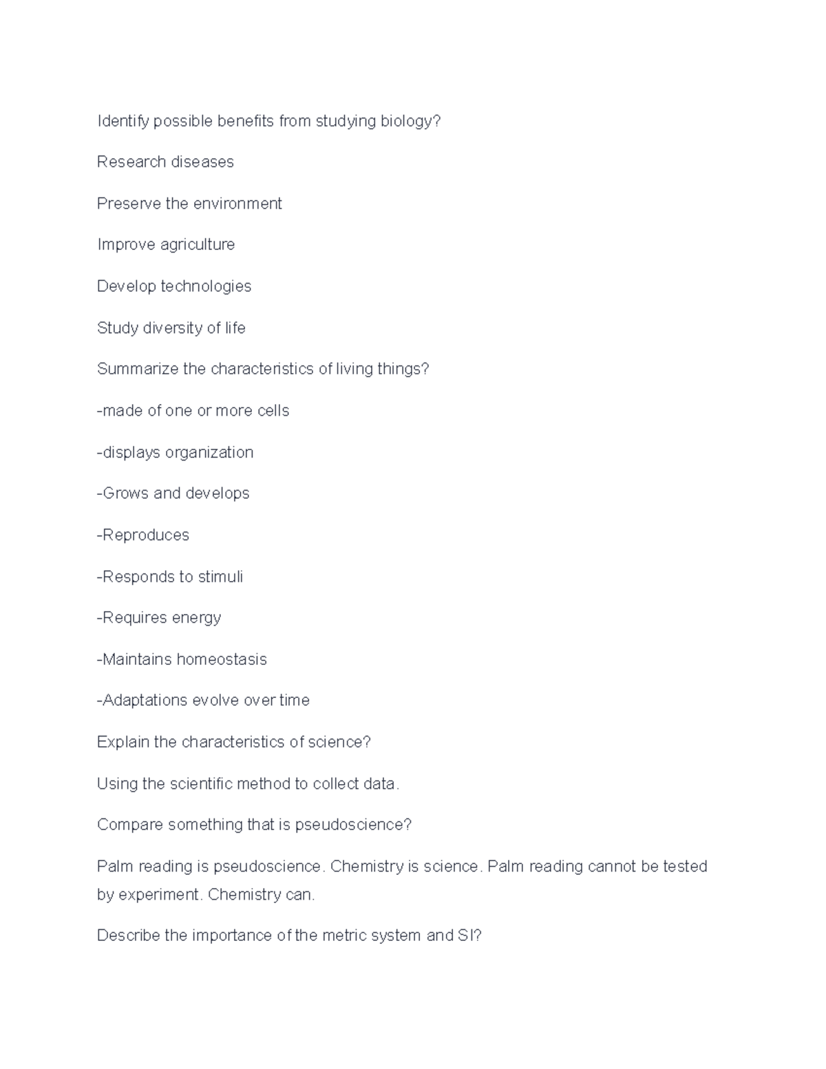 BIO 2 - lecture notes of bio chapter 1 study of life - Identify ...