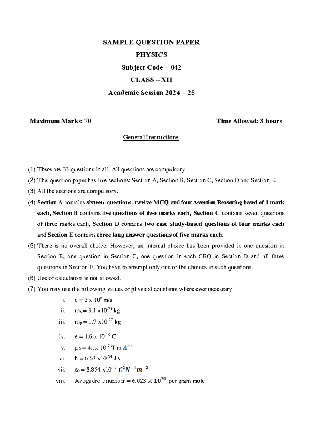 Selfstudys com file - 123455 - SAMPLE QUESTION PAPER PHYSICS Subject ...