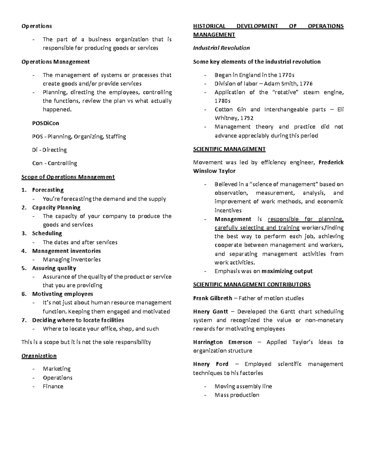 OPMAN 101: Comprehensive Review of Operations Management Concepts - Studocu