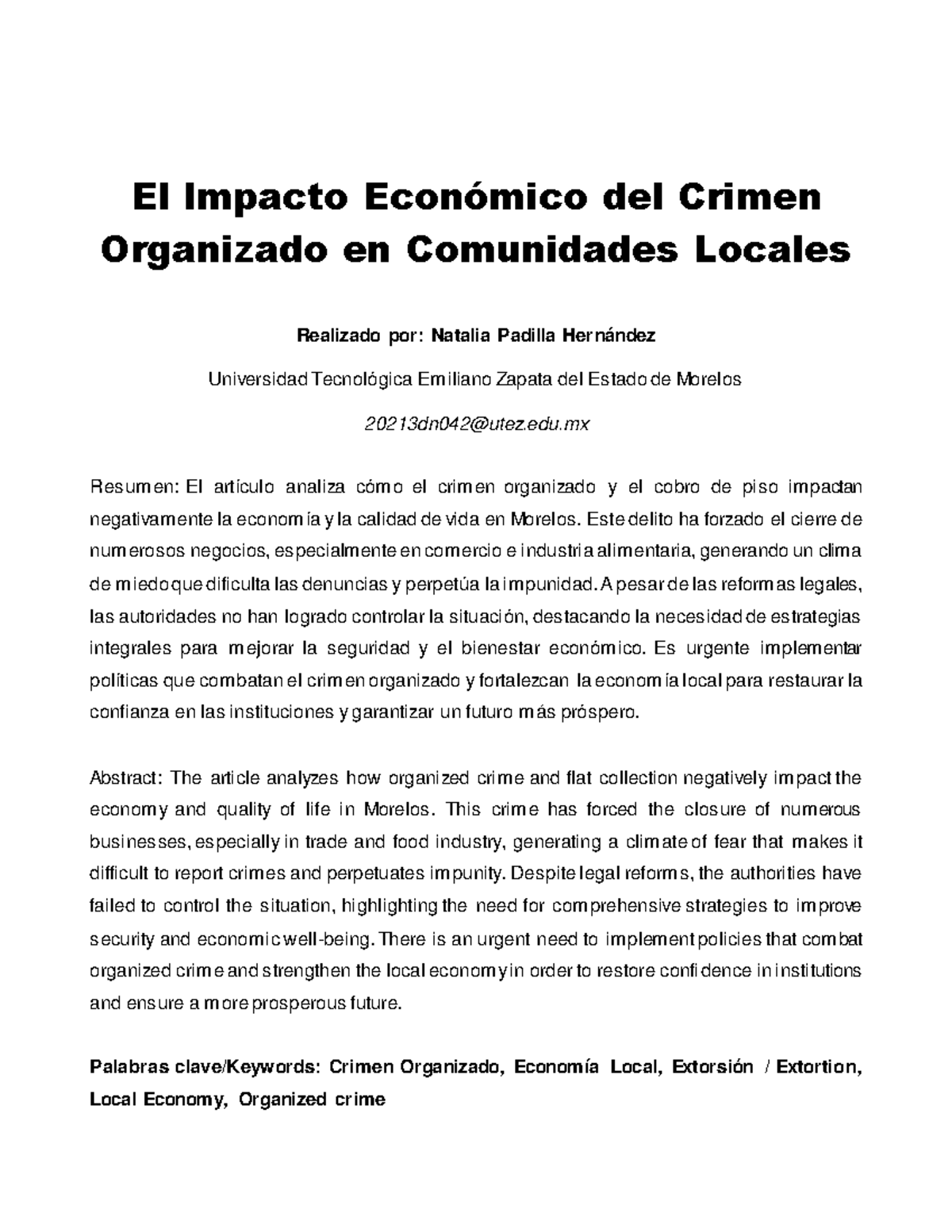 Artículo: El Impacto Económico del Crimen Organizado en Morelos ...