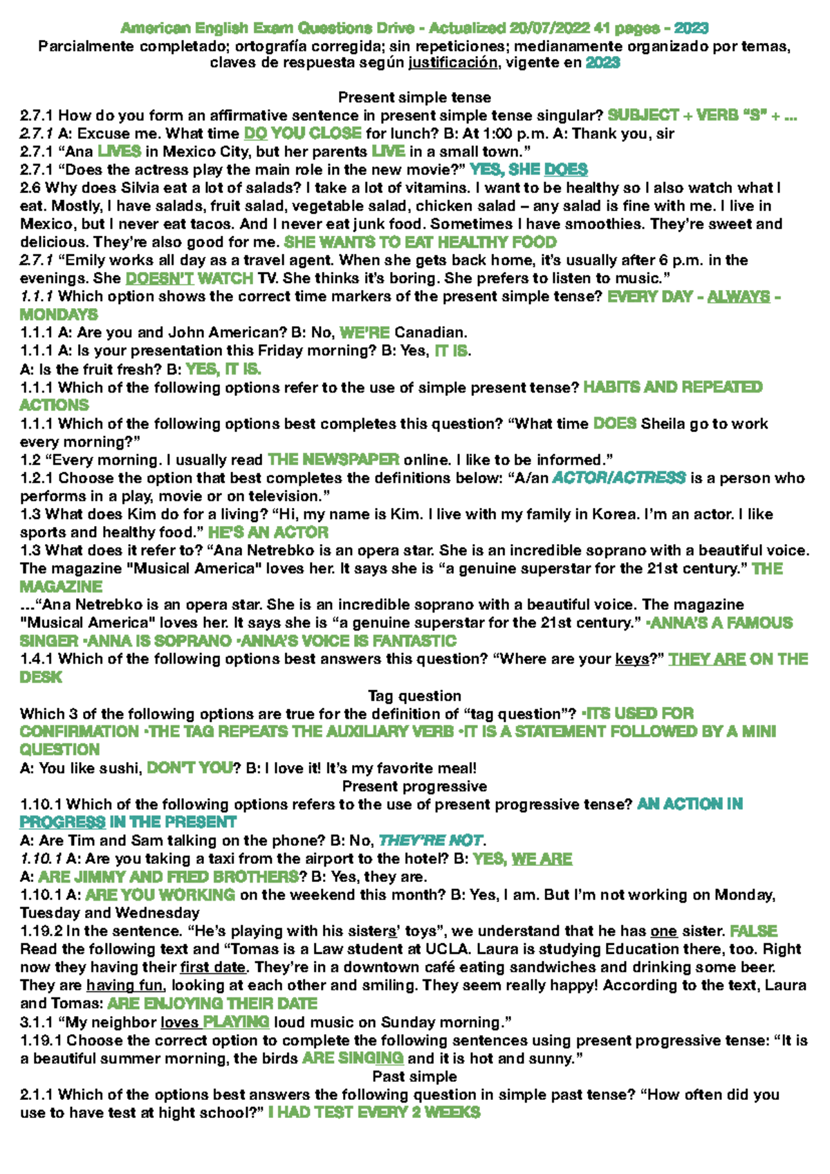 Preguntas del Examen Final de Inglés - INGL 2023 - Document Preview