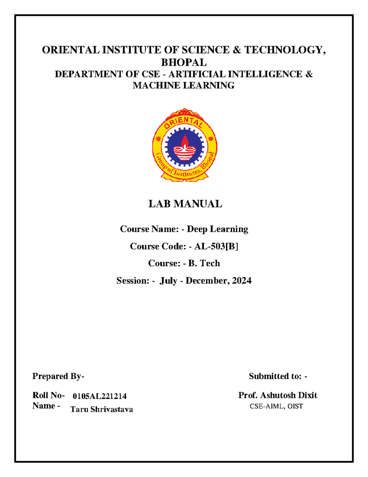 Deep Learning Lab Manual for AL-503[B] - CSE-AIML Session July-Dec 2024 ...
