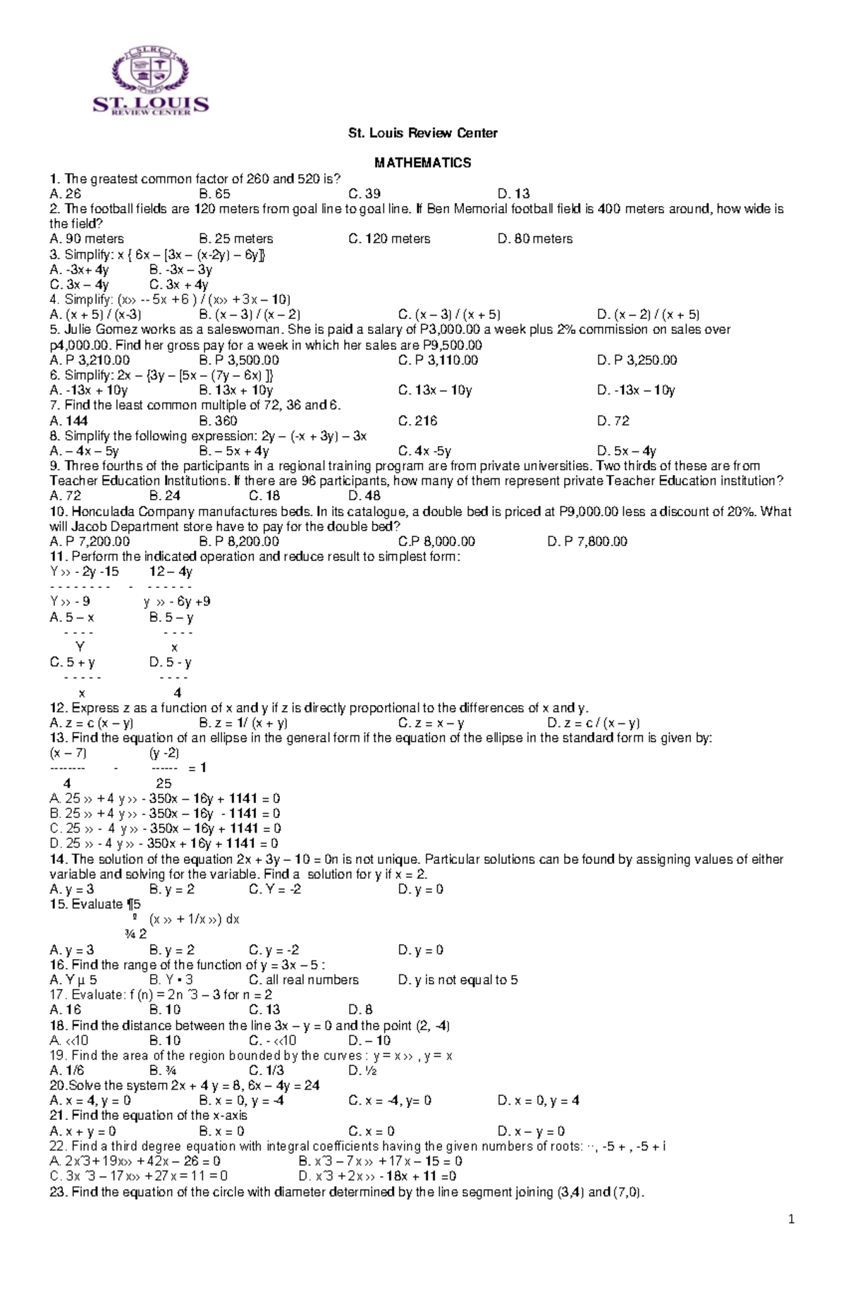 MATH-ME 2023 - Comprehensive Notes for Mathematics Exams - Studocu