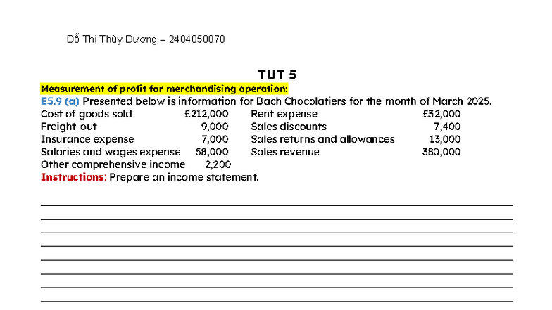 POA TUT 5 - Income Statement & Journal Entries for Merchandising ...