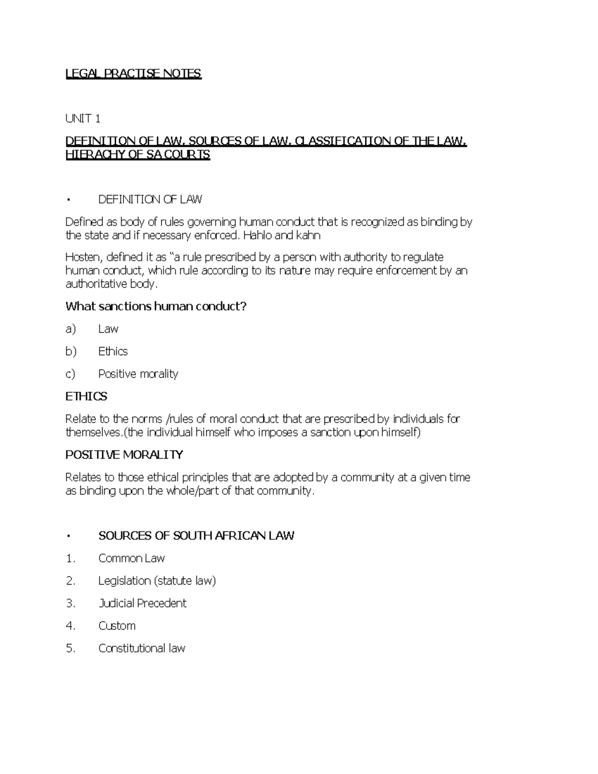 Introduction to Law (LAW101) Study Notes and Legal Practice Overview ...