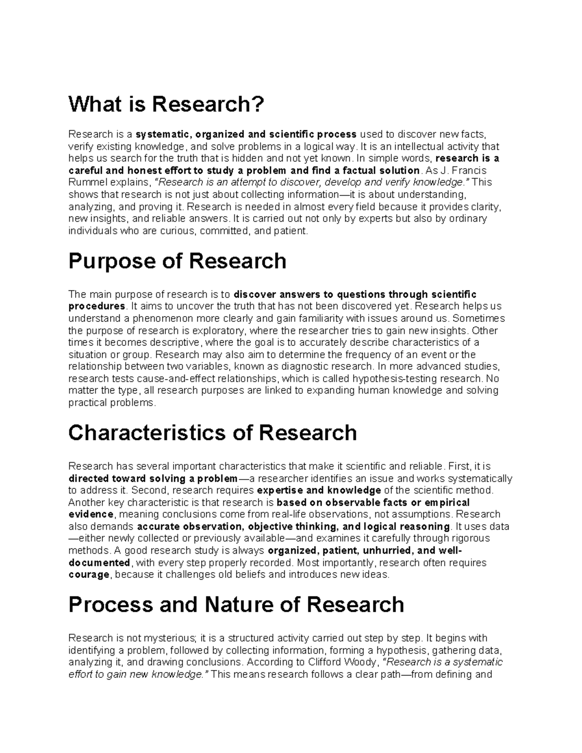 Research 101: Characteristics and Purposes Explained - Studocu