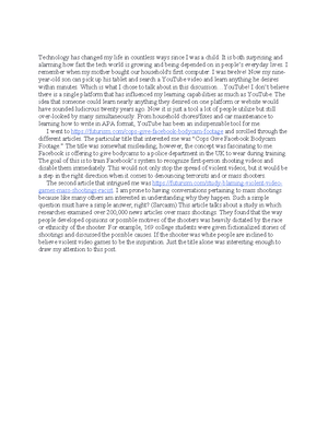 Week 1 Assignment - Chad Mathis Gen 102 Technology Self-Assessment ...