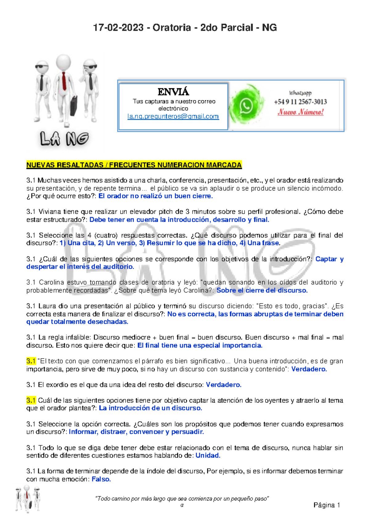 17-02-2023 - Oratoria - 2do Parcial - Estrategias para un Buen Discurso - Document Preview