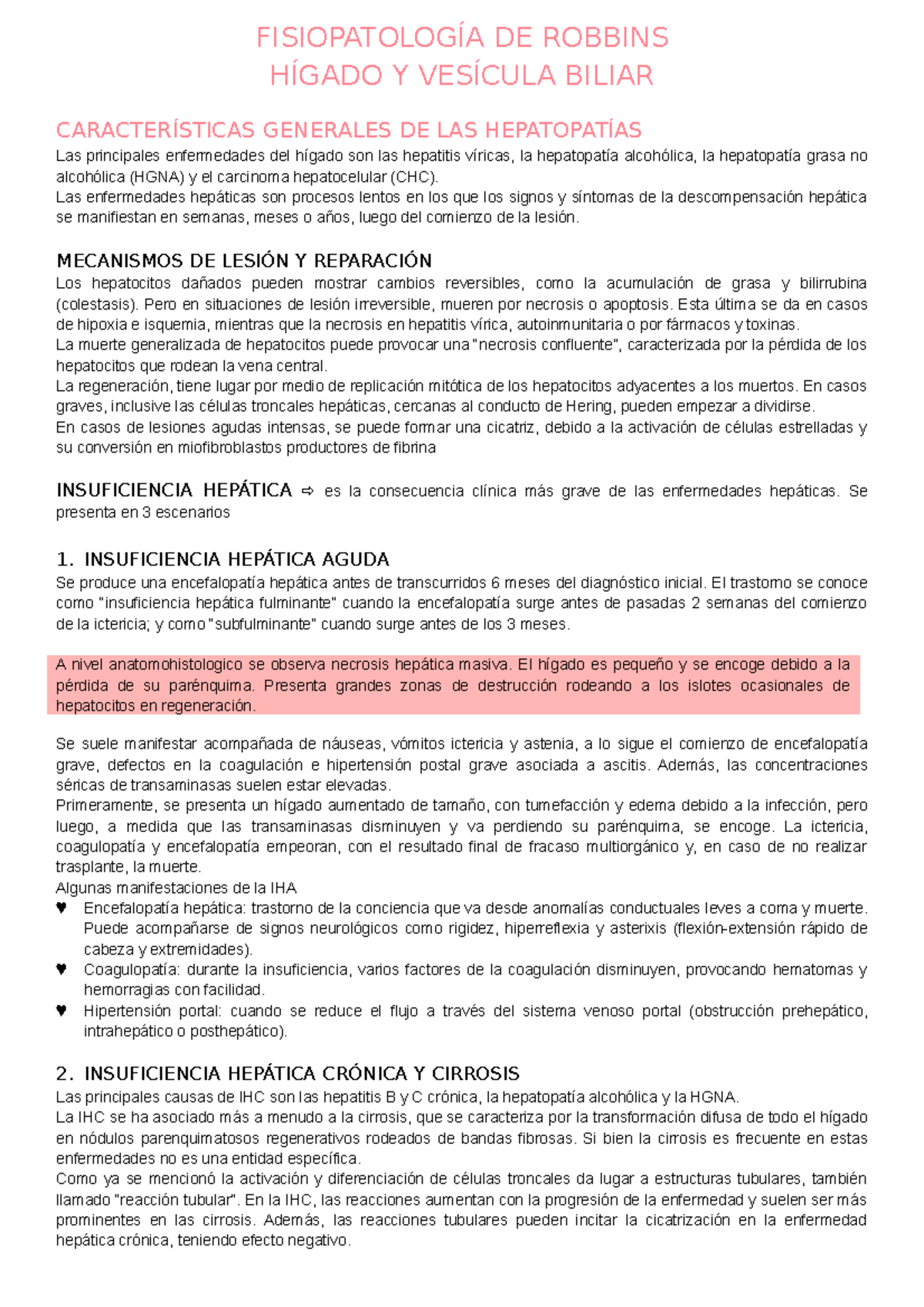 Fisiopatología Hepática en Robbins: Hígado y Vesícula Biliar - Document Preview
