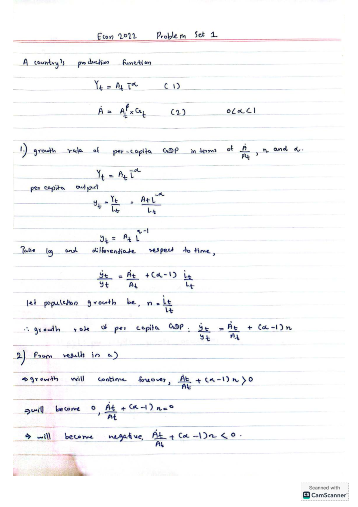 Econ 2022 Problem Set 1: Analyzing GDP Growth Rates - Studocu