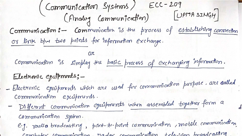 Analog Communication Notes (Course Code: CS101) - Studocu